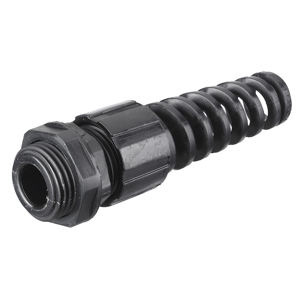 Cord Connectors, Straight Male, .25"-.49" (6.4-12.3), Nylon Miniature with Spiral
